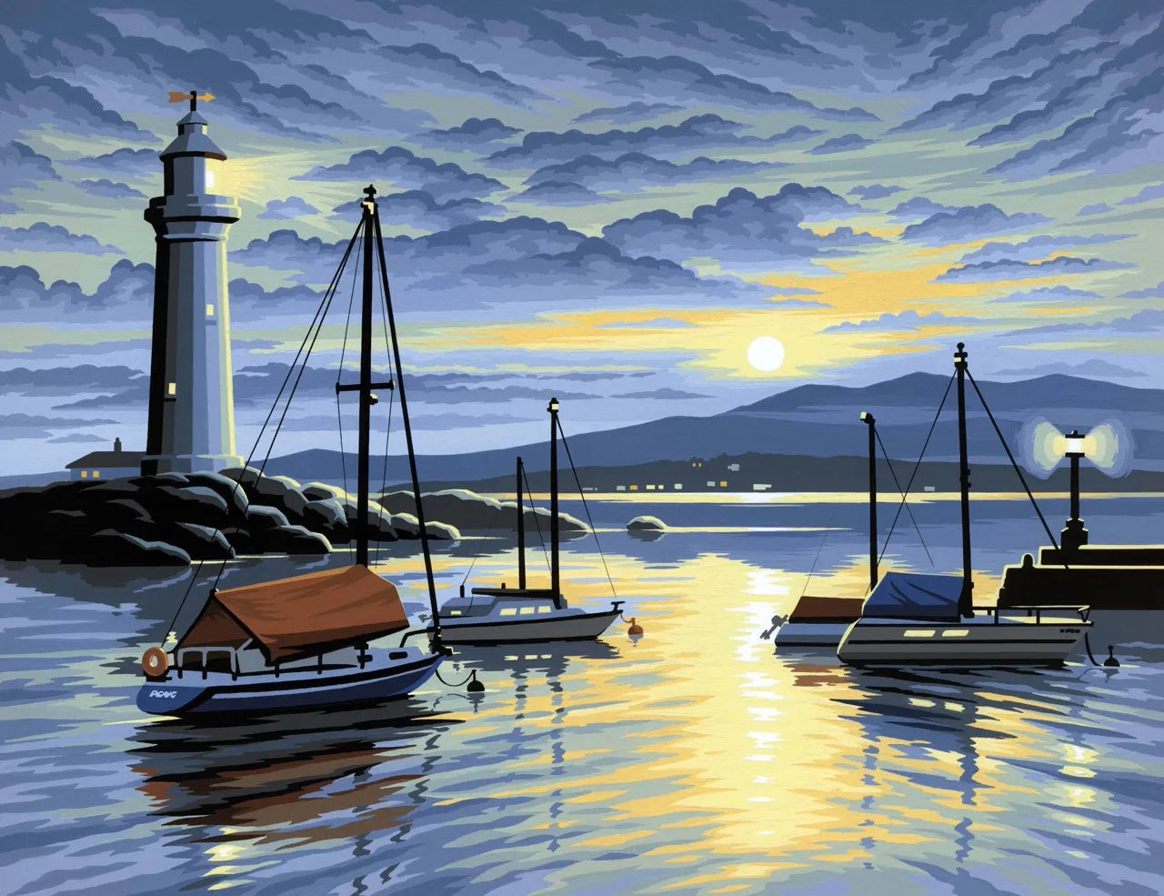 Senior Painting By Numbers Harbour at Sunrise