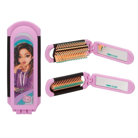 TOPModel Folding Hairbrush With Mirror