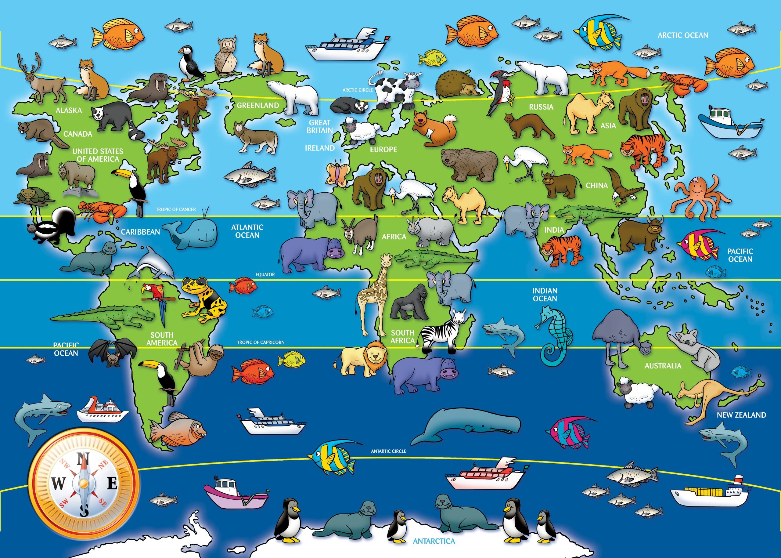Animals of the World Giant Floor Puzzle, 60pc