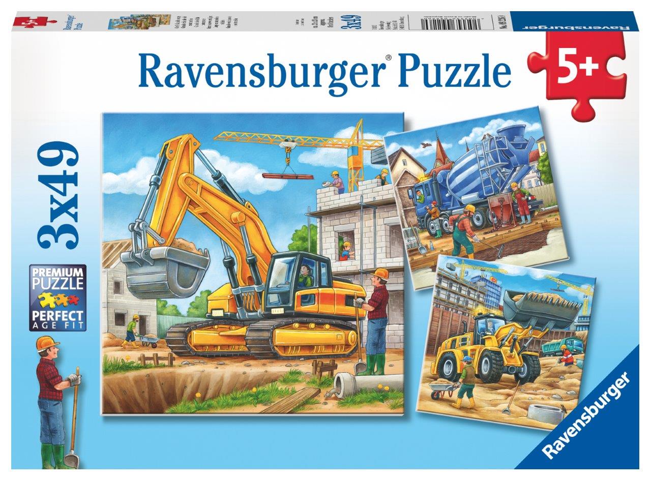 Ravensburger Large Construction Vehicles 3x49 Piece Jigsaw Puzzle