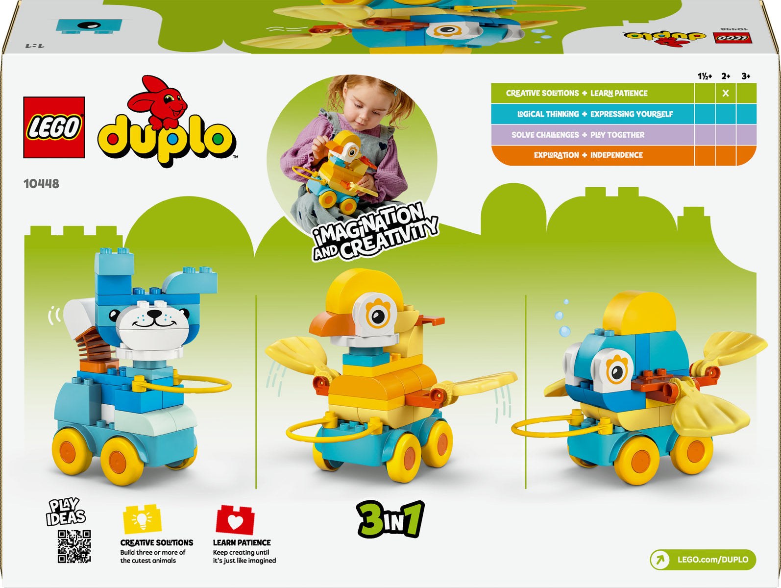 LEGO DUPLO Town 3in1 Animals on Wheels Building Toy for Imaginative Play 10448