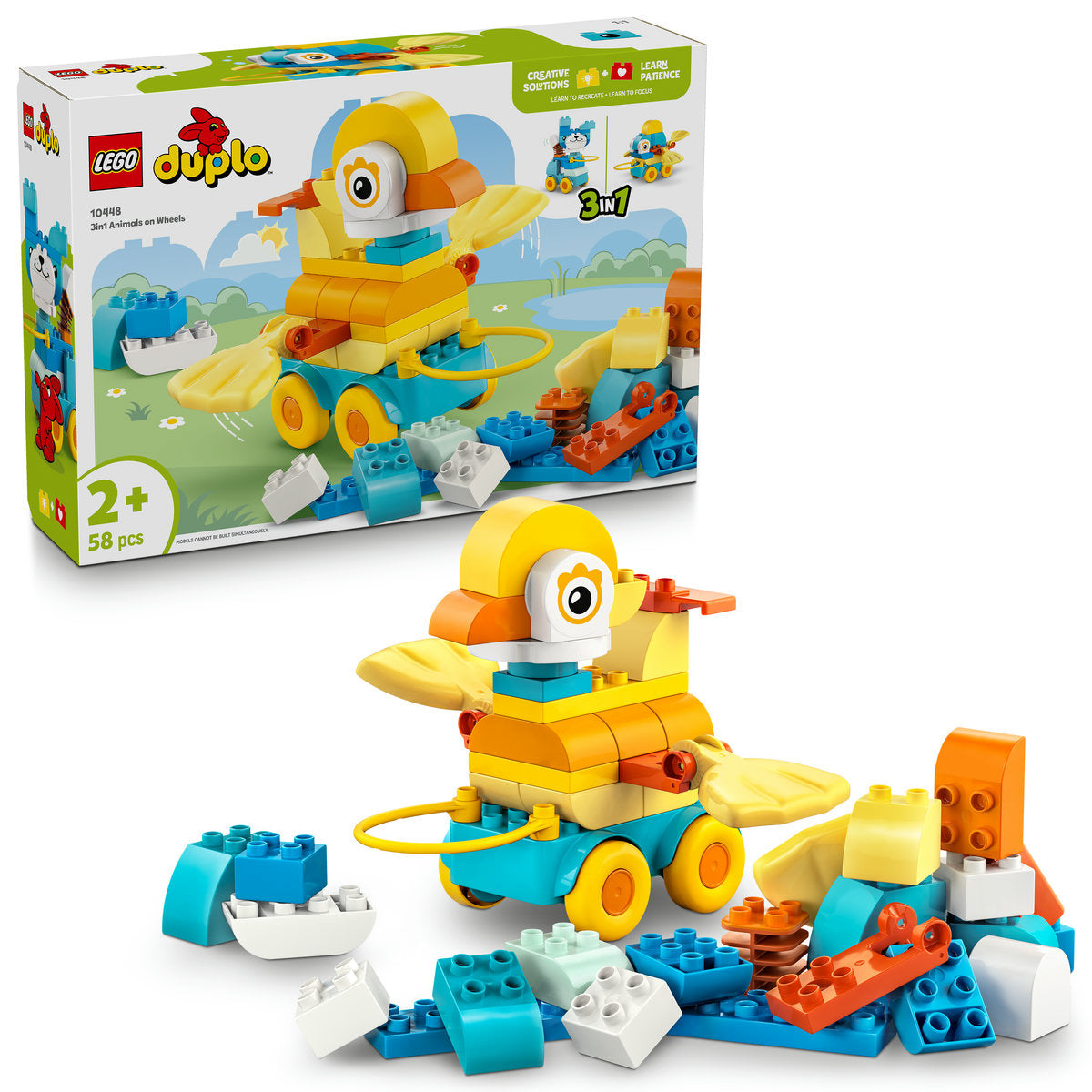 LEGO DUPLO Town 3in1 Animals on Wheels Building Toy for Imaginative Play 10448