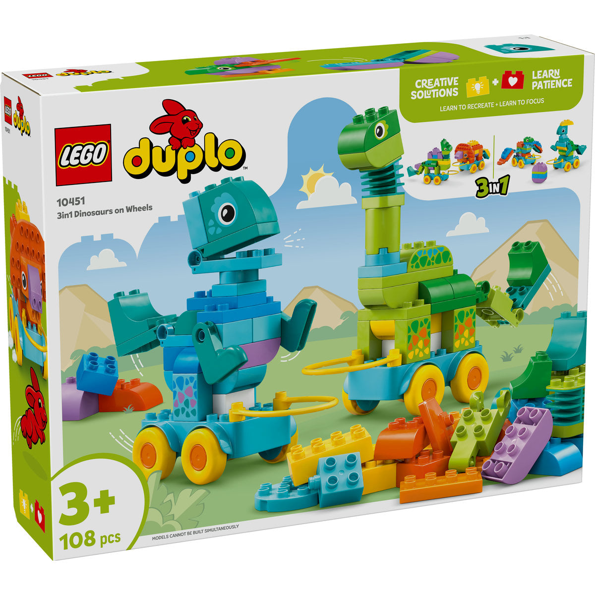 LEGO DUPLO Town 3in1 Dinosaurs on Wheels Learn-Through-Play Toddler Toy 10451