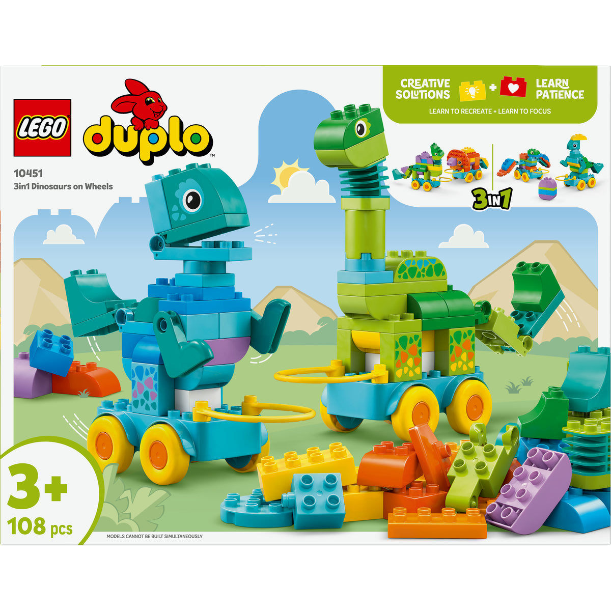 LEGO DUPLO Town 3in1 Dinosaurs on Wheels Learn-Through-Play Toddler Toy 10451