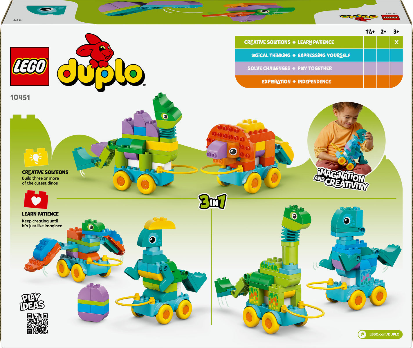 LEGO DUPLO Town 3in1 Dinosaurs on Wheels Learn-Through-Play Toddler Toy 10451