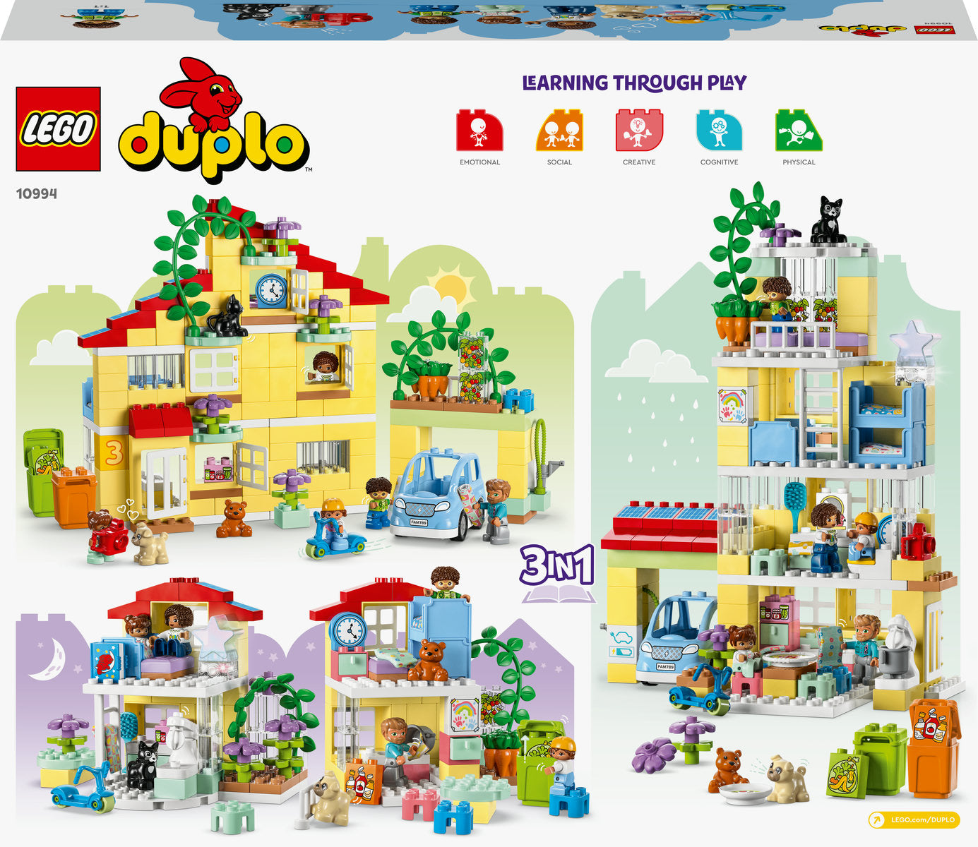 LEGO DUPLO 3in1 Family House Set with Toy Car 10994