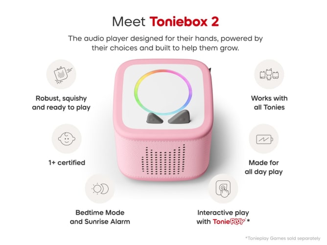 Toniebox 2 Cloud Pink Starter Set With Creative Tonie Rubie
