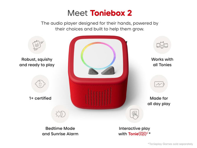 Toniebox 2 Sunset Red Starter Set With Creative Tonie Rubie