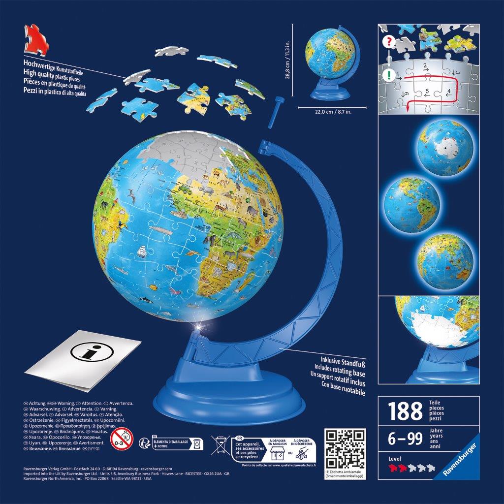 Ravensburger Children's Globe Night Edition 180 Piece Puzzle Ball