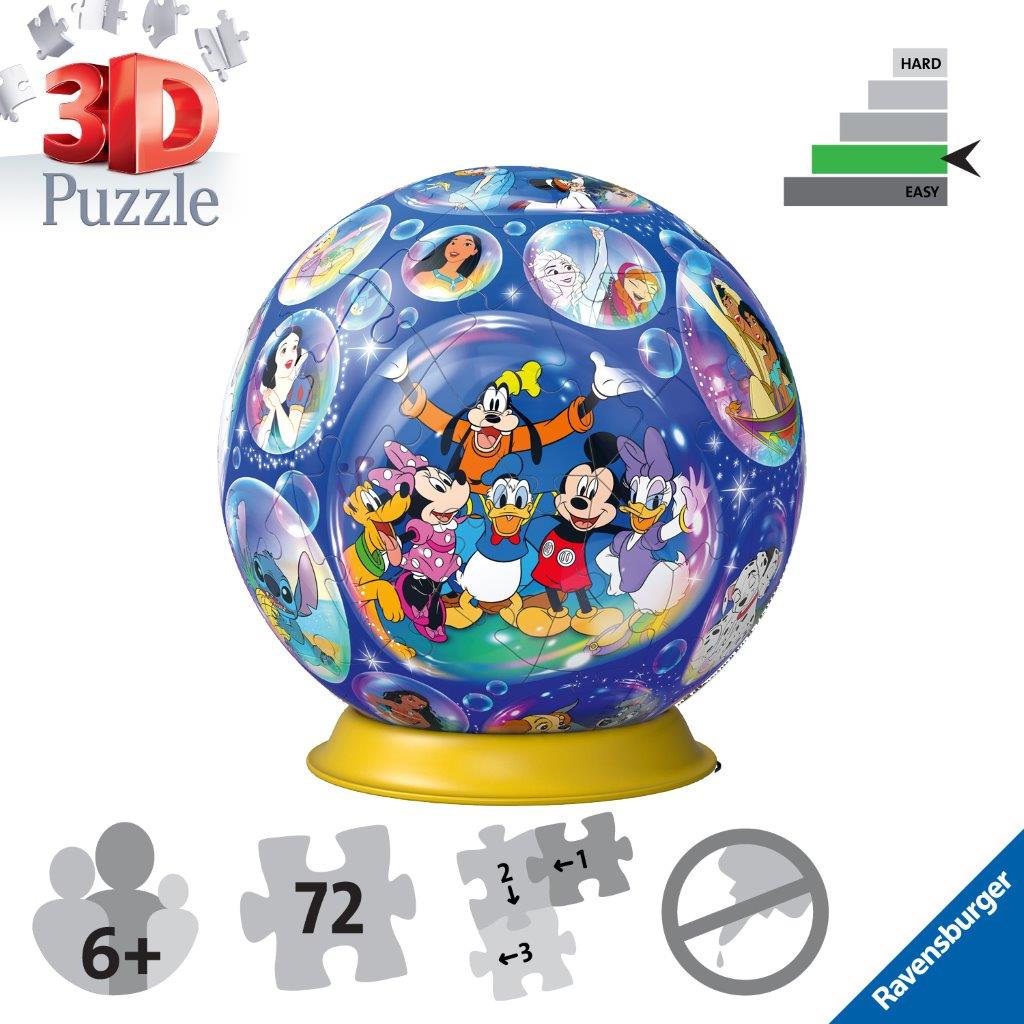 Ravensburger Disney Character 3D Puzzle Ball 72 Piece Jigsaw Puzzle