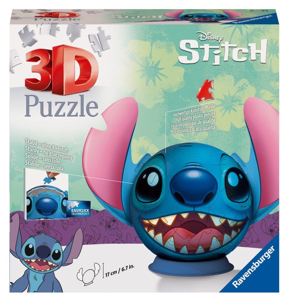 Ravensburger Stitch with Ears 3D Puzzle Ball, 72 Piece Jigsaw Puzzle