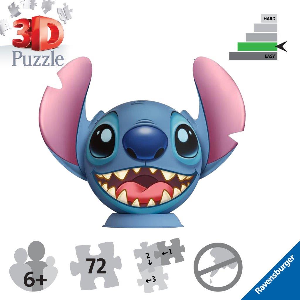 Ravensburger Stitch with Ears 3D Puzzle Ball, 72 Piece Jigsaw Puzzle