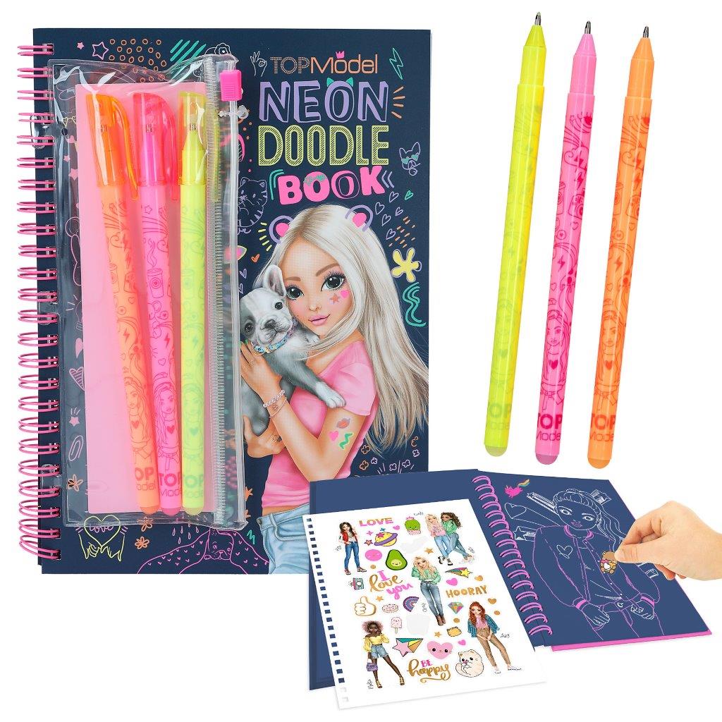 TOPModel Neon Doodle Book with Neon Pens