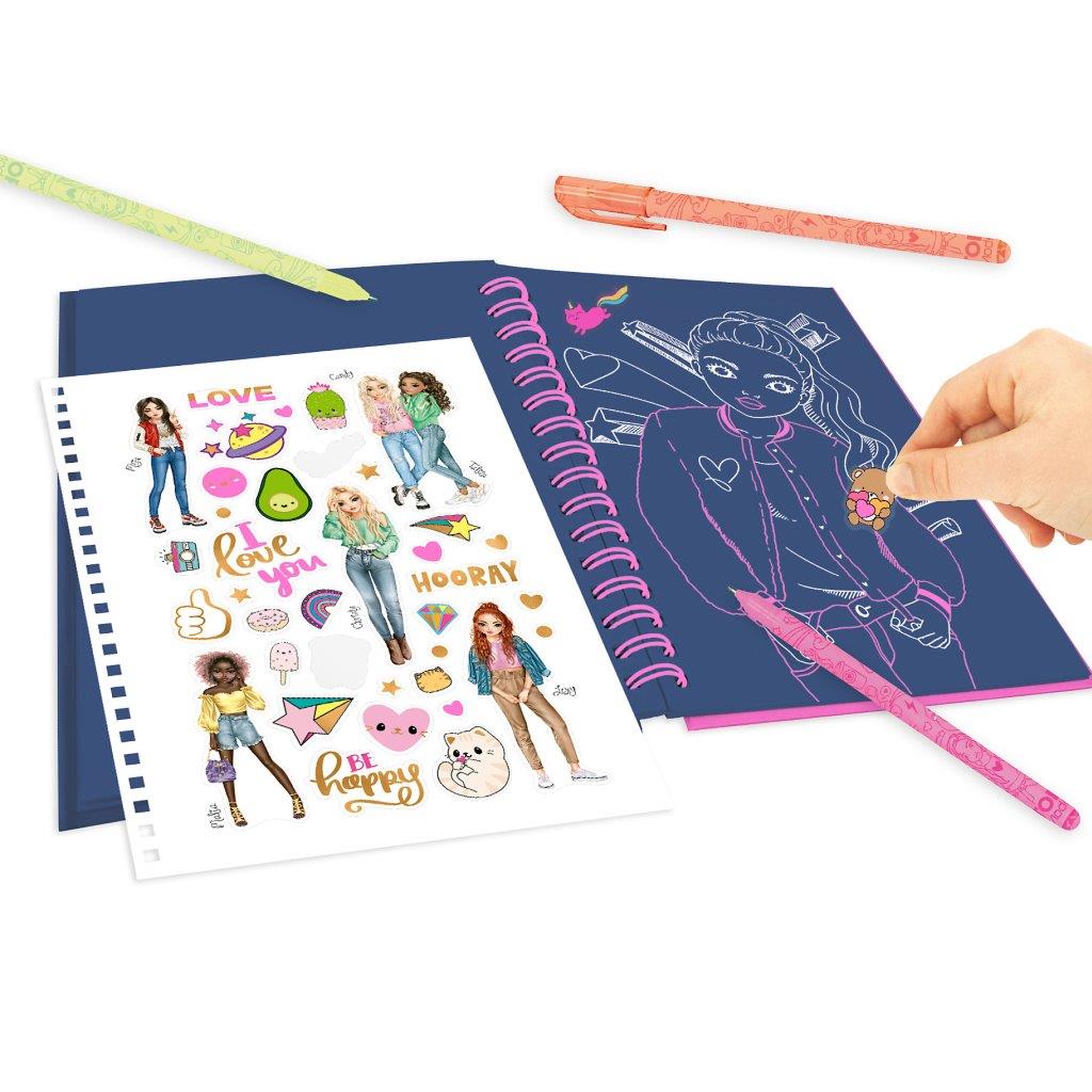 TOPModel Neon Doodle Book with Neon Pens