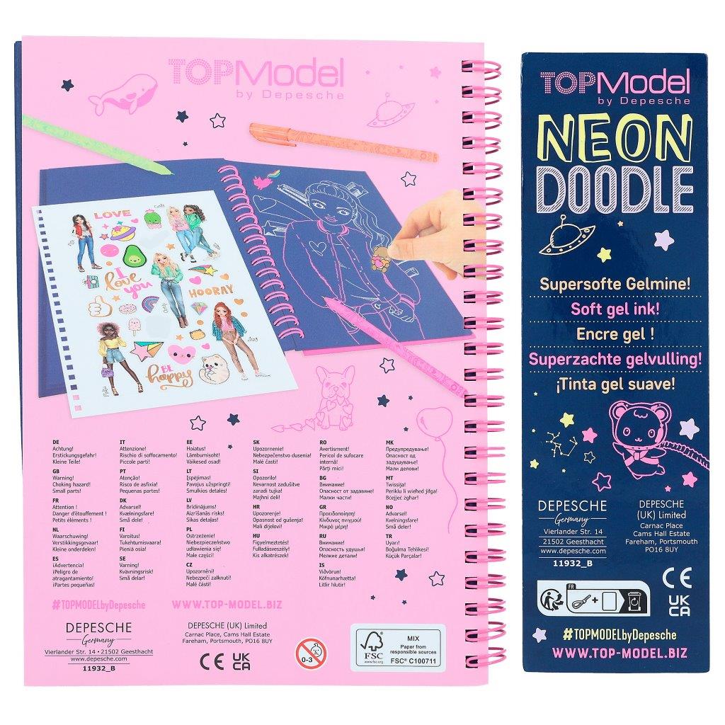 TOPModel Neon Doodle Book with Neon Pens
