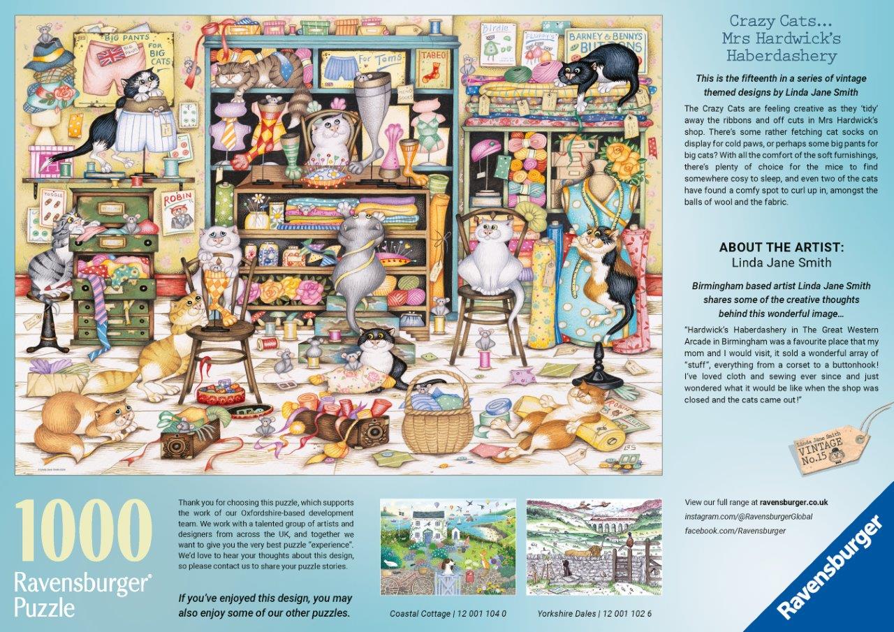 Ravensburger Crazy Cats: Haberdshery 1000 Piece Jigsaw Puzzle