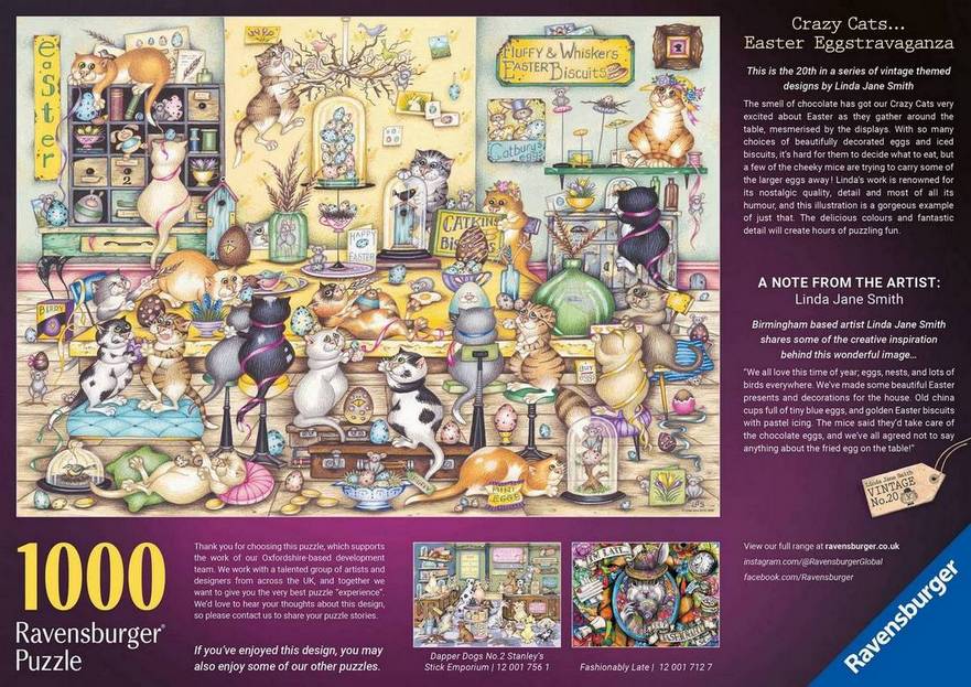 Ravensburger Crazy Cat's Easter Eggstravaganza 1000 Piece Jigsaw Puzzle