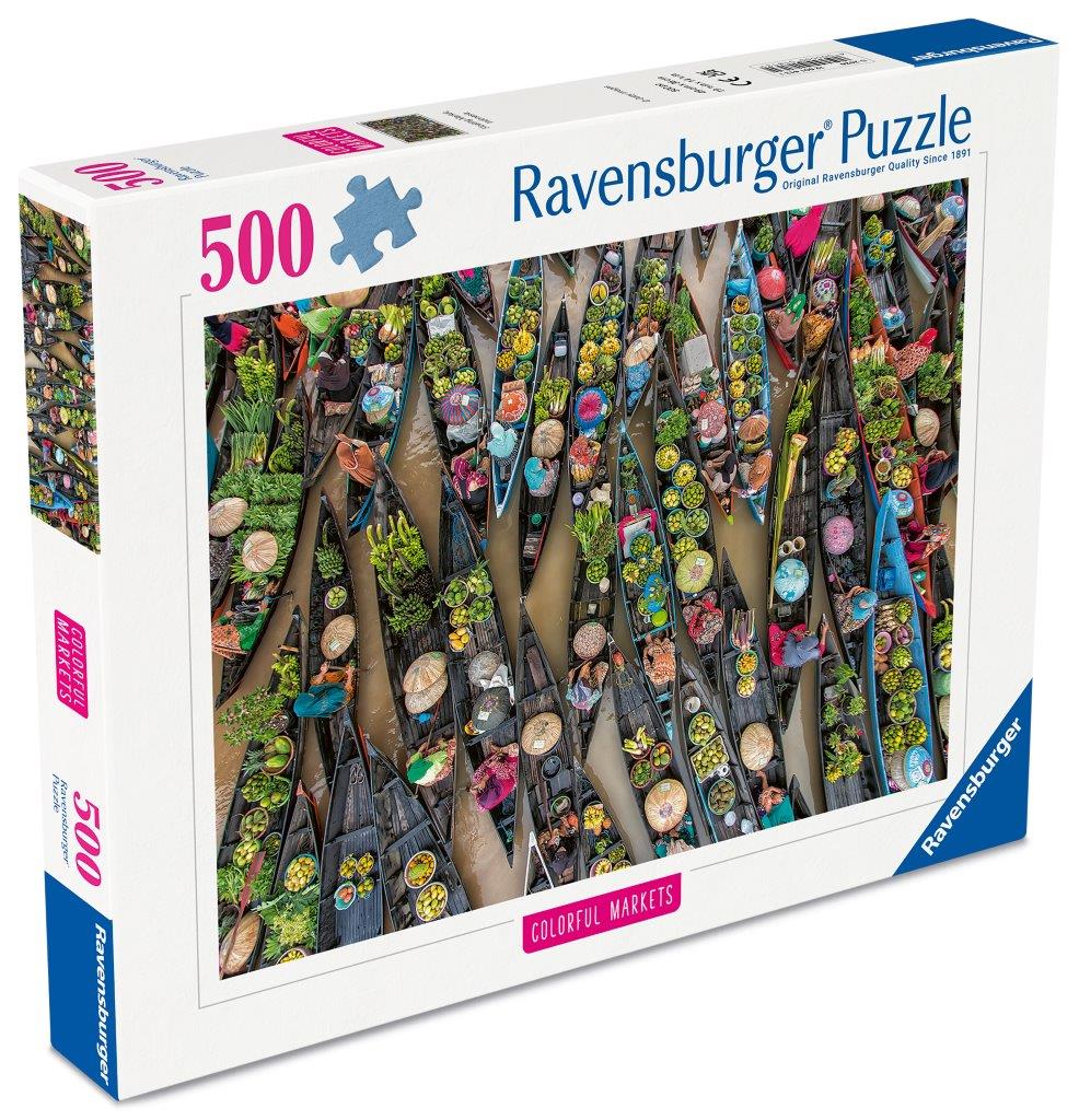 Ravensburger Floating Market Indonesia 500 Piece Jigsaw Puzzle