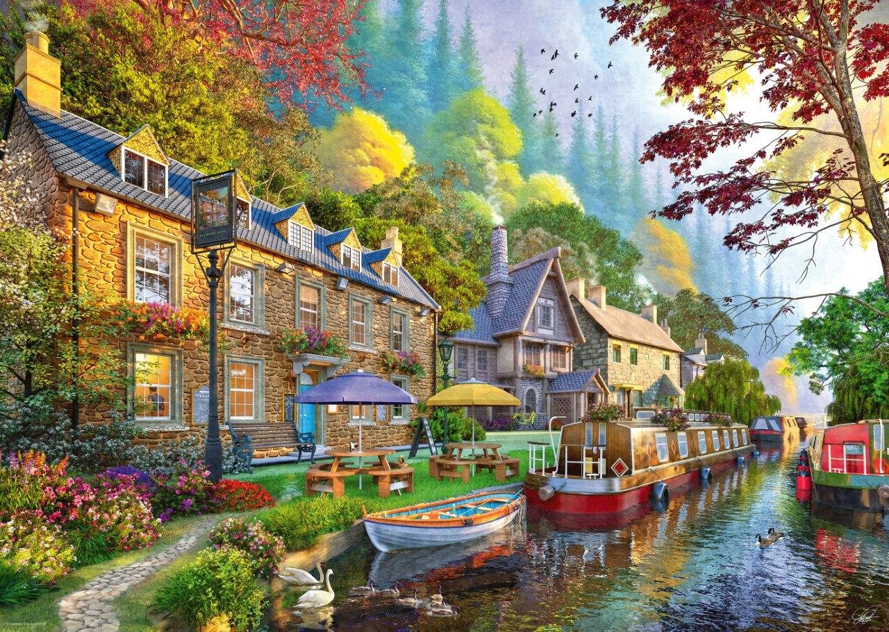 Ravensburger Down Lane No.6: Canal Side Lane 1000 Piece Jigsaw Puzzle