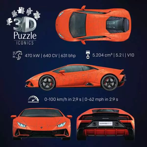 Ravensburger Iconics Lamborghini Huracan Arancio 108 Piece Puzzle