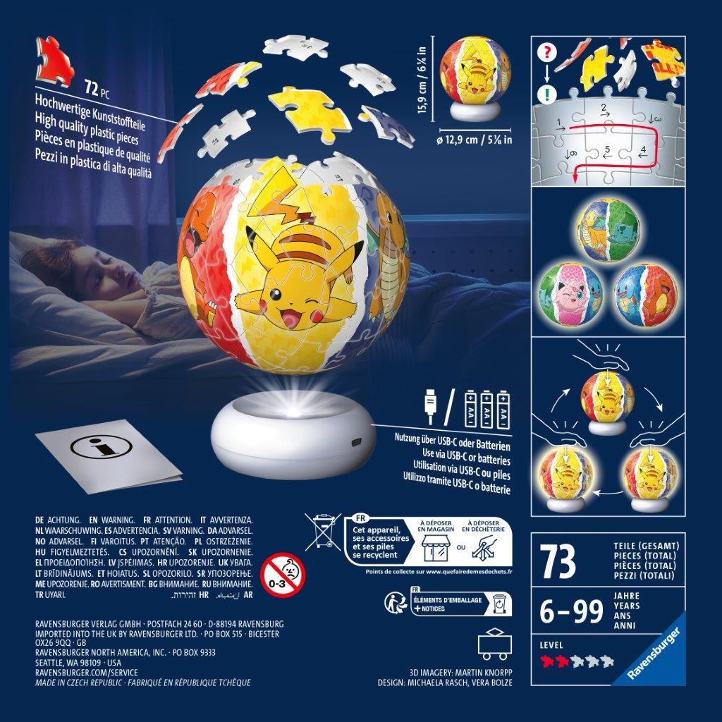 Ravensburger Pokemon Lit 72 piece 3D Jigsaw Puzzle - Night Light