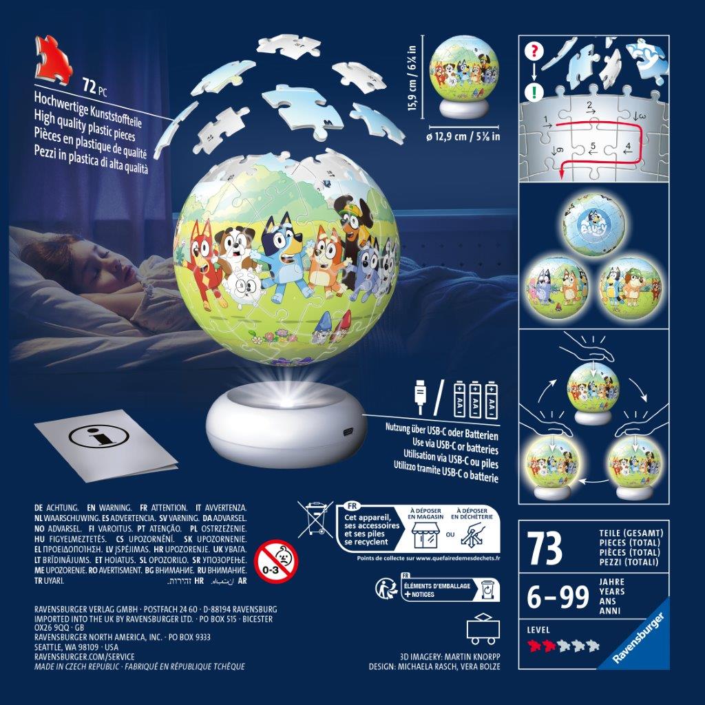 Ravensburger Bluey Lit 72 piece 3D Jigsaw Puzzle - Night Light