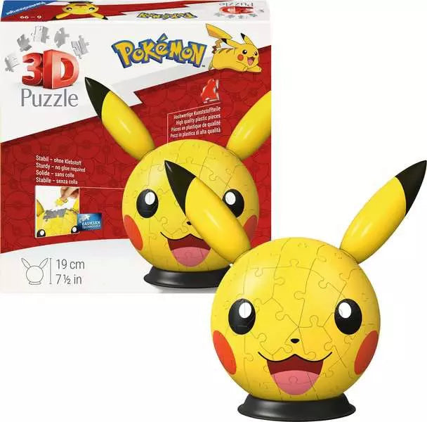 Ravensburger Pokémon Pikachu with Ears 3D Puzzle Ball