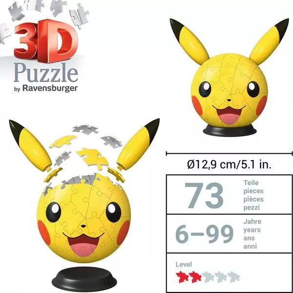 Ravensburger Pokémon Pikachu with Ears 3D Puzzle Ball