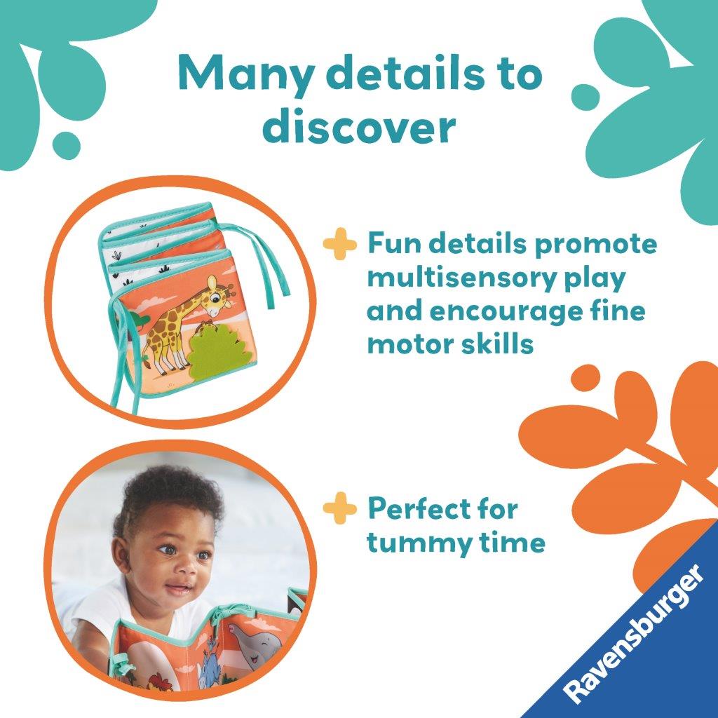 Ravensburger Tummy Time Wild Animals Soft Activity Book