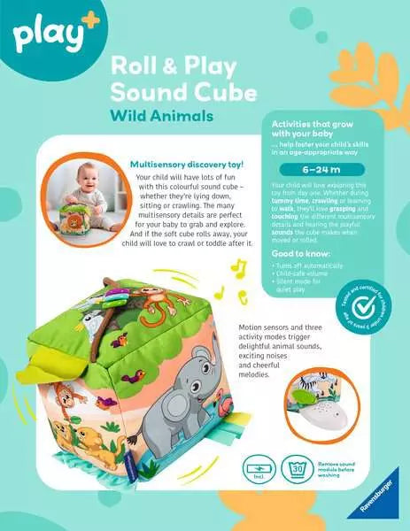 Ravensburger Play+ Roll & Play Wild Animals Sound Cube