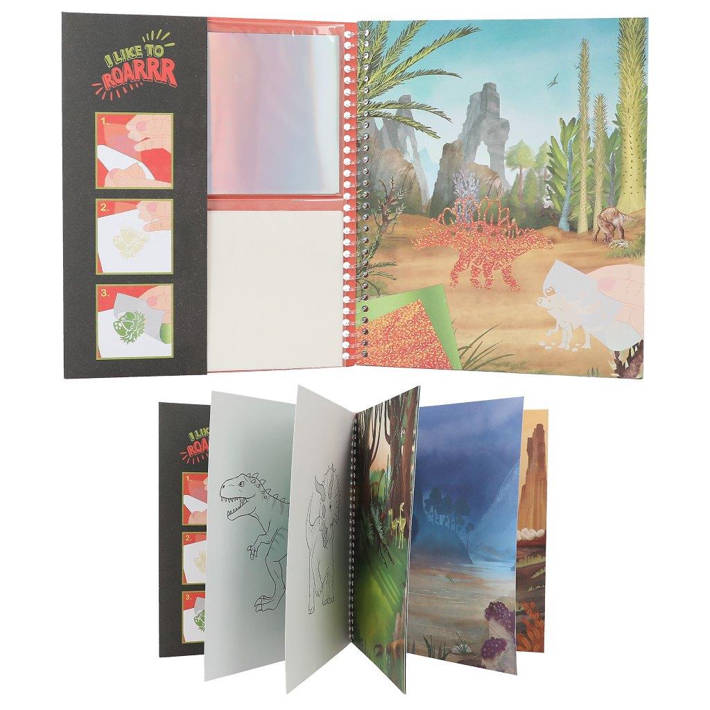 Dino World Colouring Book Stick & Shine