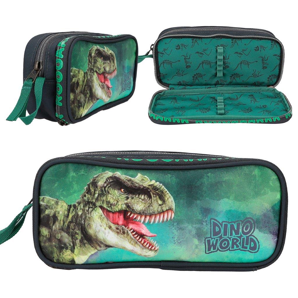 Dino World Pencil Tube Grey Green