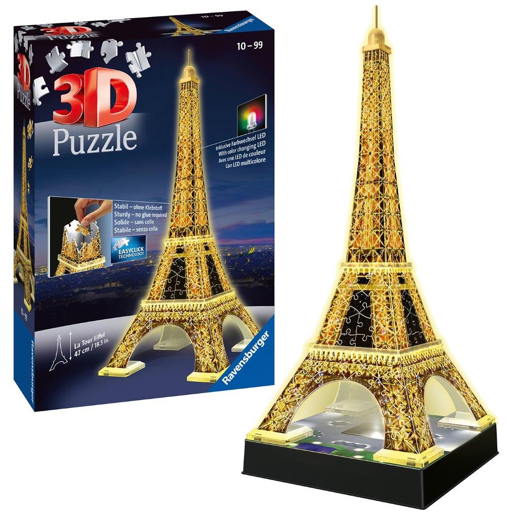 Ravensburger Iconics Eiffel Tower Light Up 216 Piece 3D Jigsaw Puzzle