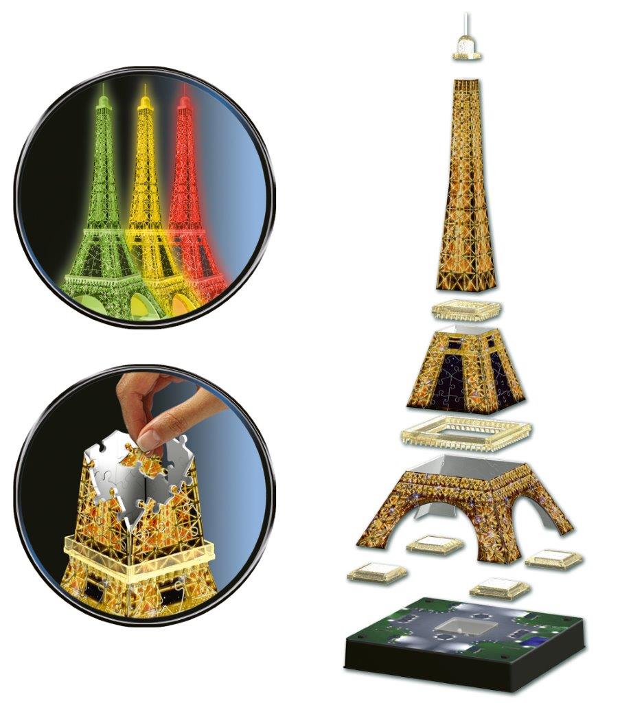 Ravensburger Iconics Eiffel Tower Light Up 216 Piece 3D Jigsaw Puzzle