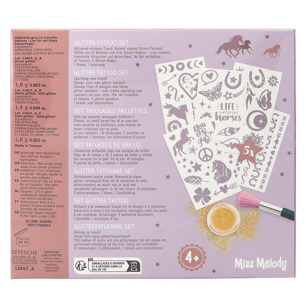 Miss Melody Glitter Tattoo Set Night