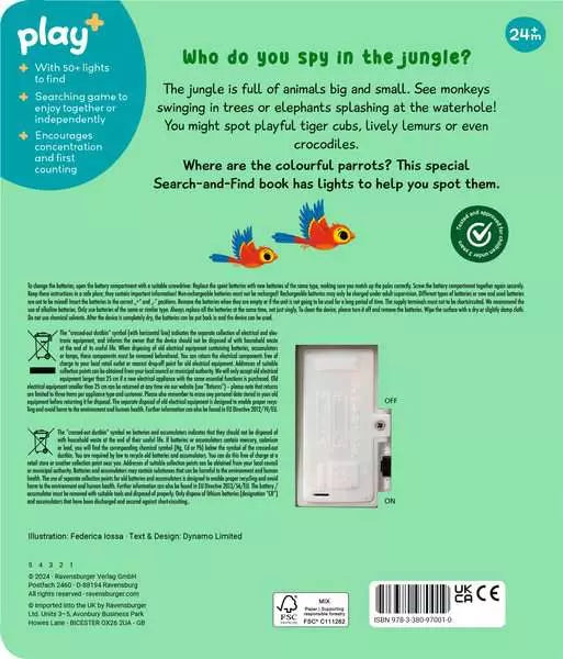 Ravensburger Play+ Search and Shine In the Jungle Light-Up Board Book