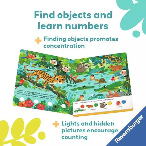 Ravensburger Play+ Search and Shine In the Jungle Light-Up Board Book