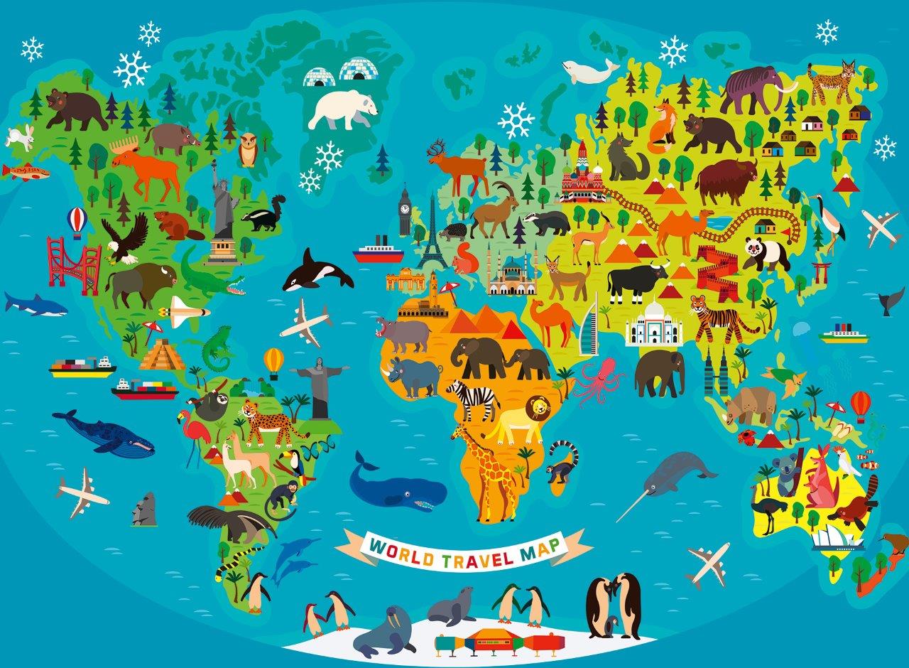 Animal World Map 150pc XL Puzzle