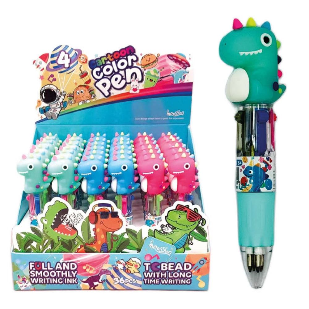 Dino Mini 4 Colour Pen Asst