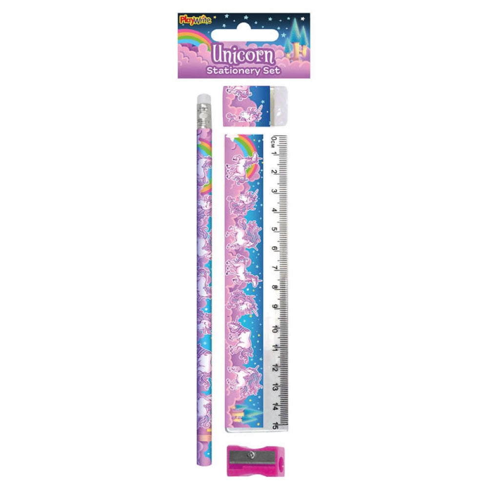 Unicorn 4pc Stationery Set 17cm