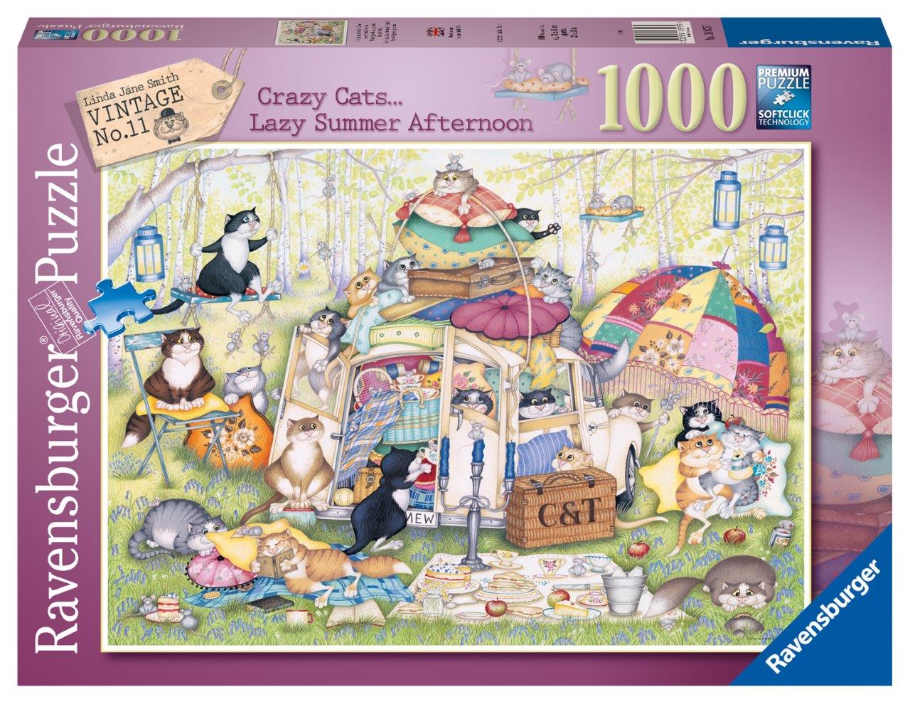 Ravensburger Crazy Cats, Lazy Summer Afternoon 1000 Piece Jigsaw Puzzle
