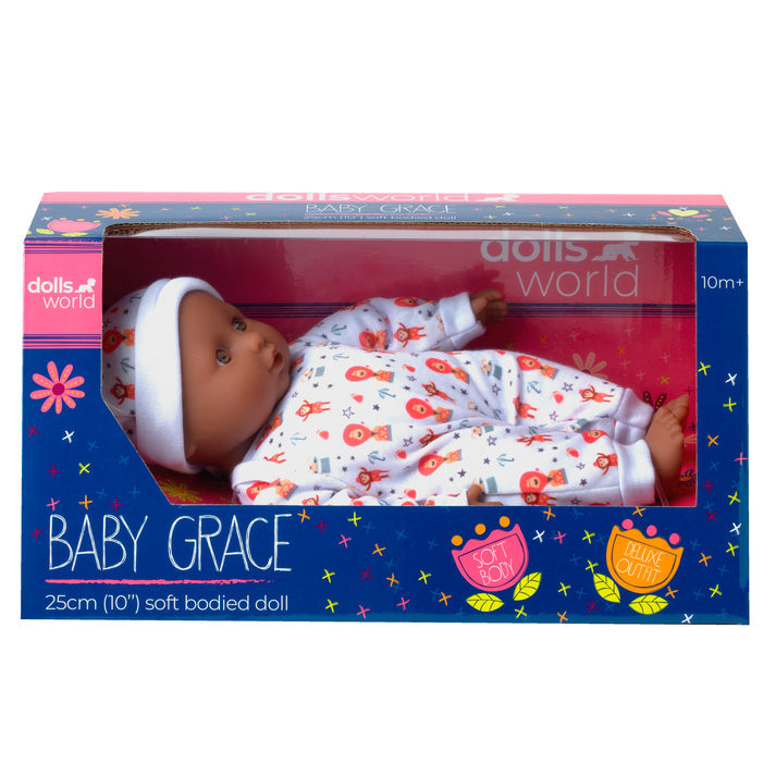 Dolls World Baby Grace - 25cm Soft Bodied Ethnic Doll