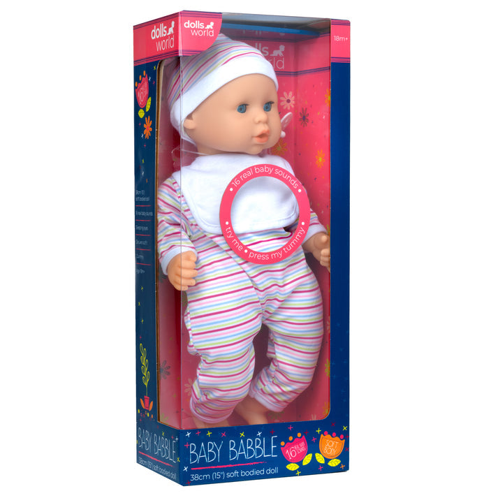 Dolls World Baby Babble 38cm Soft-Bodied Doll
