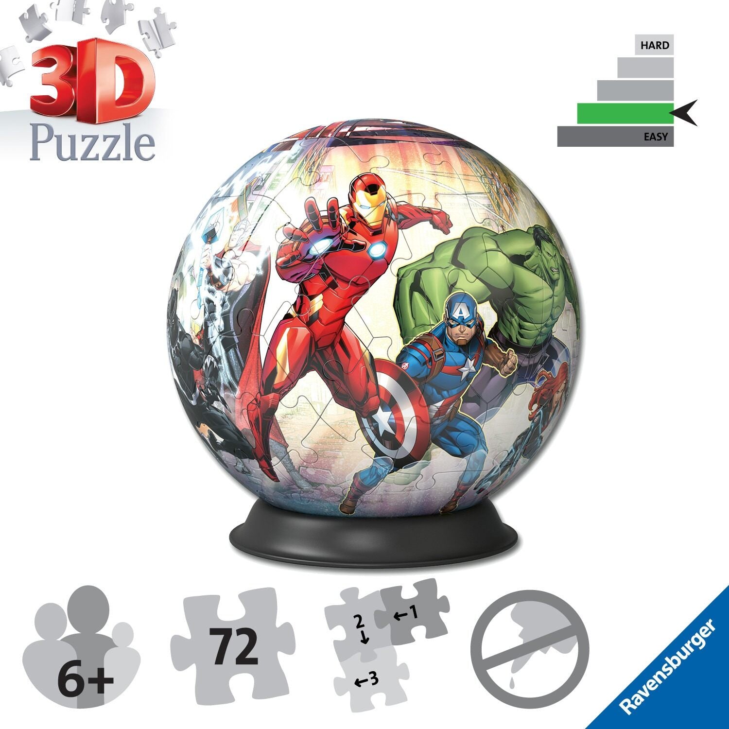 Ravensburger Avengers 3D Puzzle Ball 72 Piece Jigsaw Puzzle