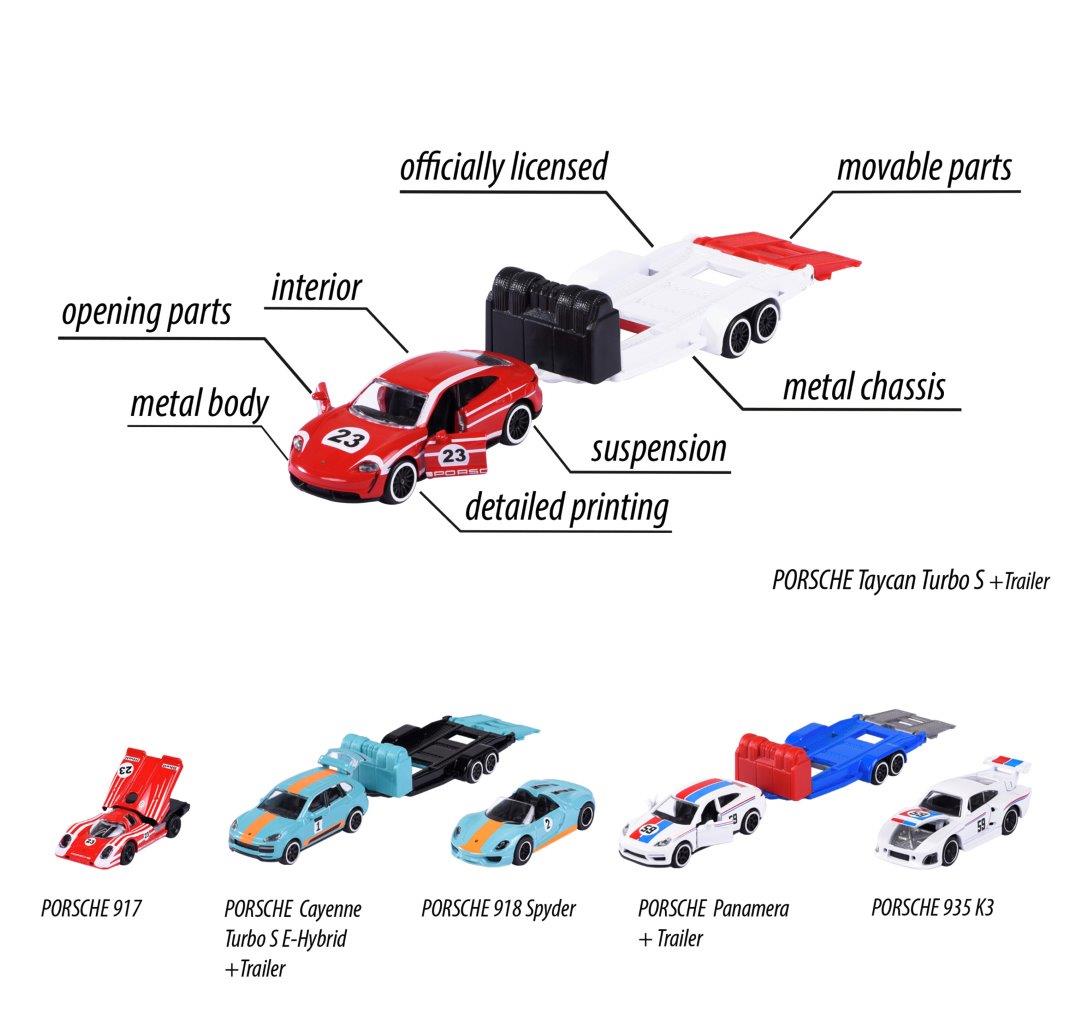 Maorette Porsche Motorsport Race Trailer Vehicle Assortment