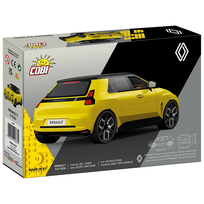 COBI Renault 5 E-Tech Electric Yellow Car Building Set 78 Pieces