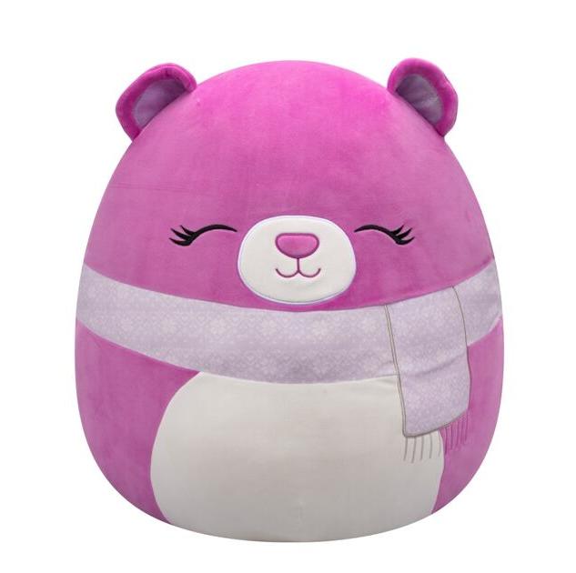 20" Squishmallows Crisanta - Purple Bear With Closed Eyes and Scarf