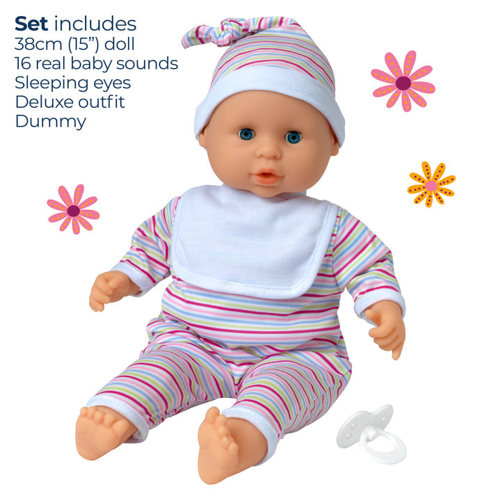 Dolls World Baby Babble 38cm Soft-Bodied Doll