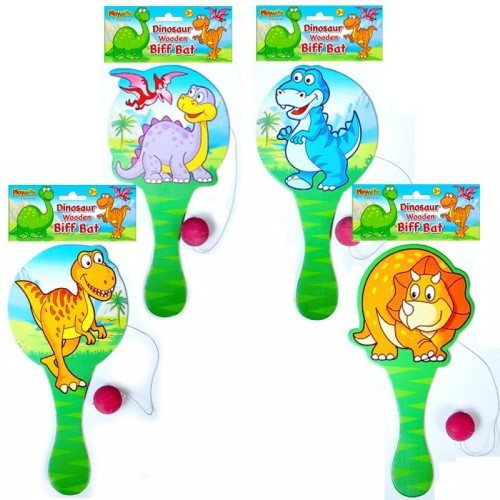 Wooden Dinosaur Biff Bat 22cm Asst