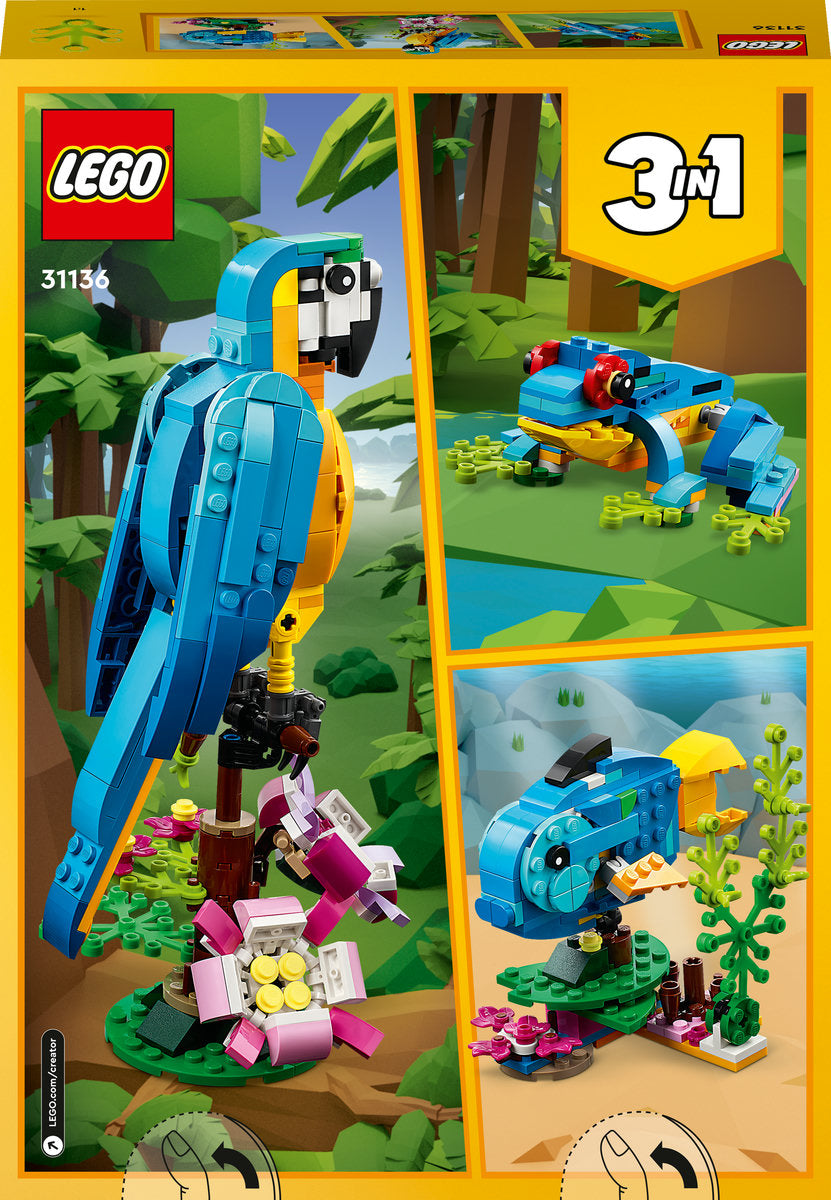 LEGO Creator 3 in 1 Exotic Parrot Toy Set 31136
